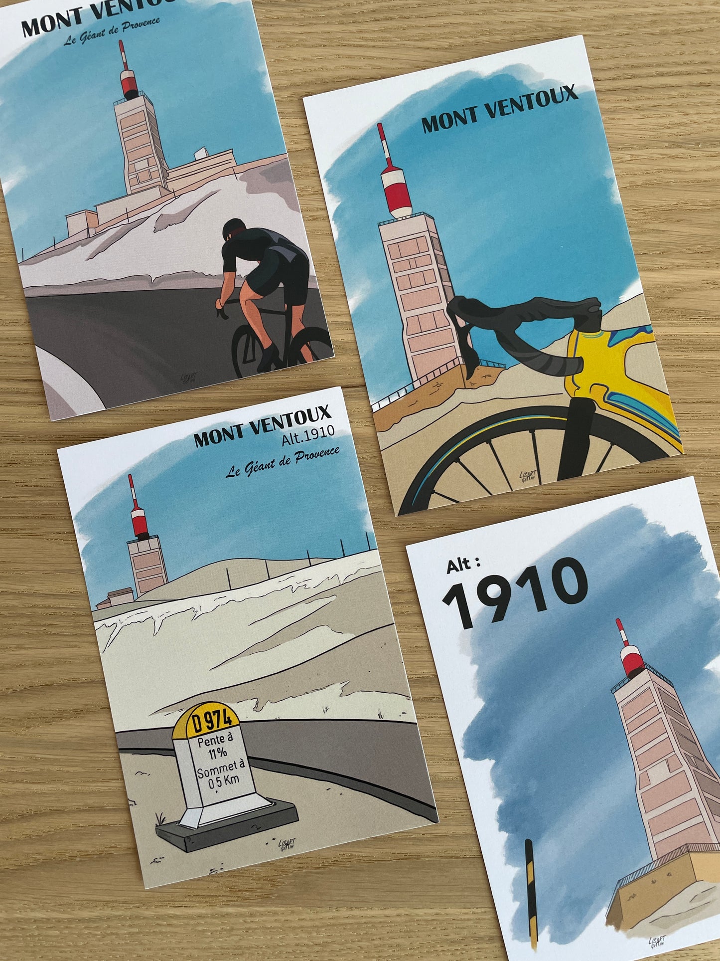Mont Ventoux - lot 4 cartes -