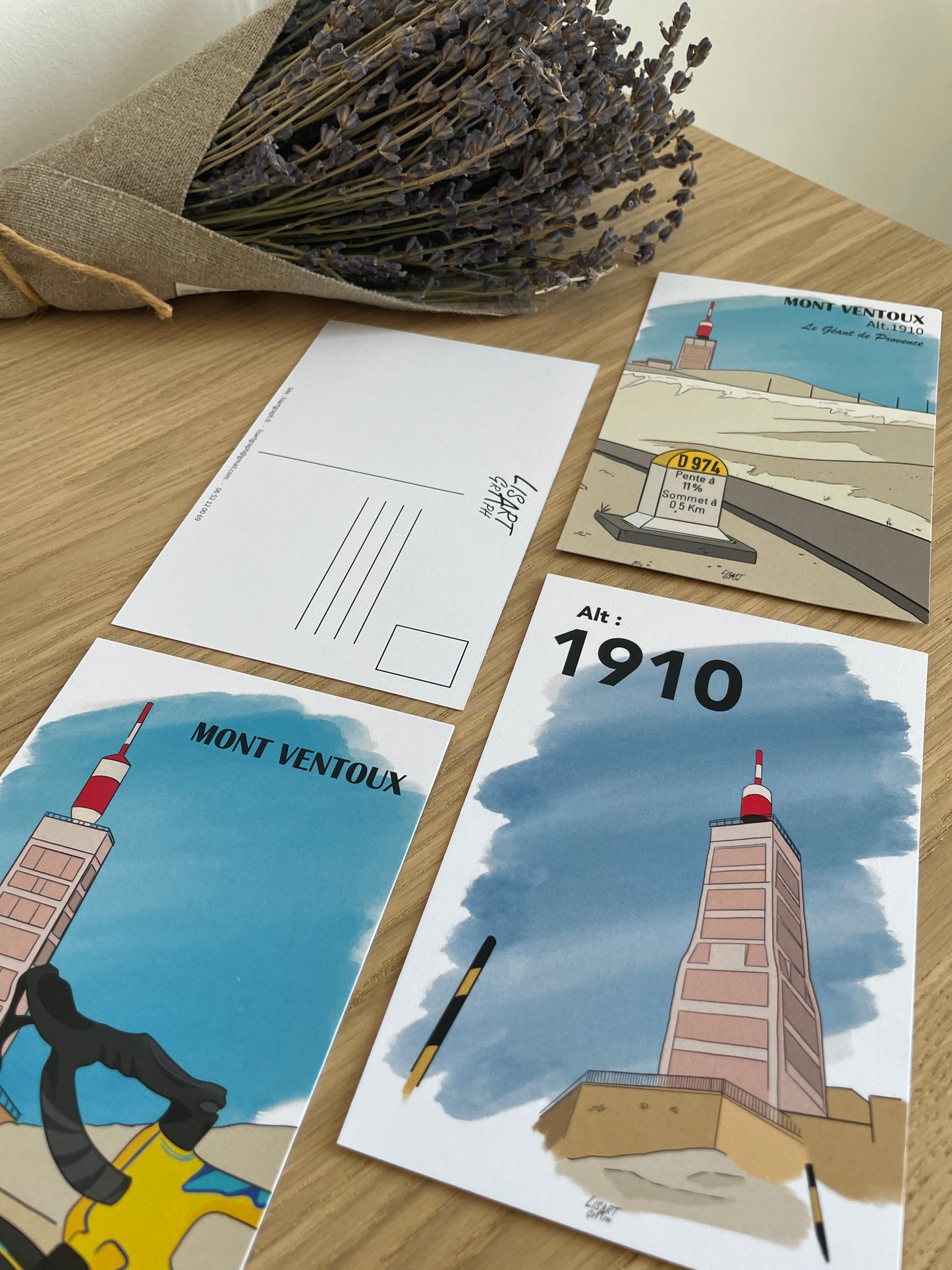 Mont Ventoux - lot 4 cartes -